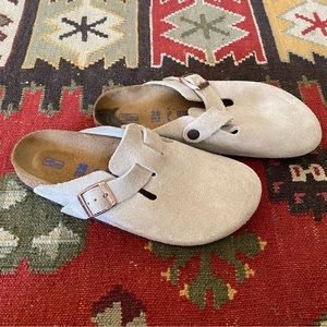 Taupe Birkenstock Bostons